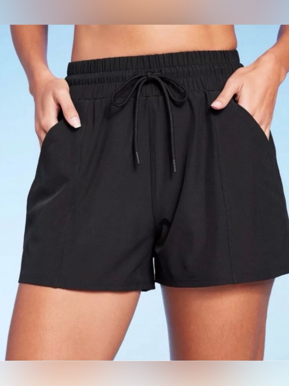 Women's Black Drawstring Athletic Shorts TARGET